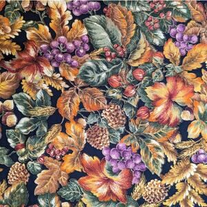 3 Yds Vintage VIP CRANSTON PRINT WORKS Cotton Dark Autumn Leaves Berries Floral